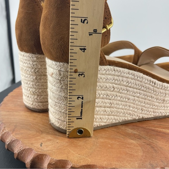 Veronica Beard Gianna Raffia espadrilles platform Sandals Sz 10 caramel leather - Picture 9 of 9